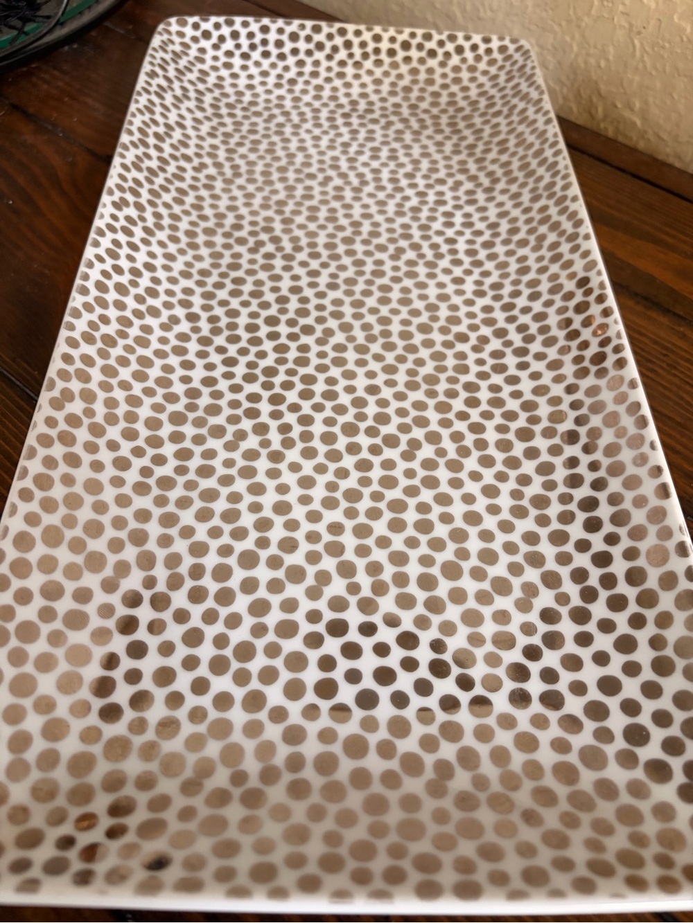 West Elm Cream and Tan Dot Rectangular Serving Platter
